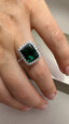 9ct White Gold Lab-Grown Emerald Cut Emerald & Diamond Halo Ring | 3.19ct Emerald Cut Fine Jewellery