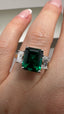 9ct Yellow Gold Lab-Grown Emerald Cut Emerald & Diamond Trilogy Ring | 4.46ct Emerald Cut Fine Jewellery