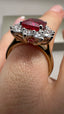 9ct Yellow Gold Lab-Grown Emerald Cut Ruby & Diamond Cluster Ring | 4.33ct Emerald Cut Fine Jewellery