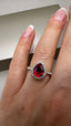 9ct Yellow Gold Lab-Grown Pear Cut Ruby & Diamond Halo Ring | 2.53ct Pear Cut Fine Jewellery
