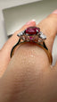 9ct Yellow Gold Lab-Grown Oval Cut Ruby & Diamond Trilogy Ring | 2.35ct Oval Cut Fine Jewellery