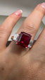 9ct Yellow Gold Lab-Grown Emerald Cut Ruby & Diamond Trilogy Ring | 5.73ct Emerald Cut Fine Jewellery