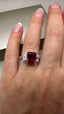 Platinum Lab-Grown Emerald Cut Ruby & Diamond Trilogy Ring | 4.08ct Emerald Cut Fine Jewellery