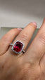 9ct White Gold Lab-Grown Cushion Cut Ruby & Diamond Halo Ring | 4.12ct Cushion Cut Fine Jewellery