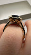 9ct Yellow Gold Lab-Grown Emerald Cut Blue Sapphire & Diamond Halo Ring | 3.99ct Emerald Cut Fine Jewellery