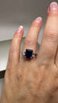 9ct Yellow Gold Lab-Grown Emerald Cut Blue Sapphire & Diamond Trilogy Ring | 4.51ct Emerald Cut Fine Jewellery