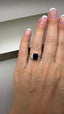9ct Yellow Gold Lab-Grown Emerald Cut Blue Sapphire & Diamond Trilogy Ring | 3.41ct Emerald Cut Fine Jewellery