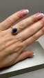 9ct Yellow Gold Lab-Grown Pear Cut Blue Sapphire & Diamond Halo Ring | 2.67ct Pear Cut Fine Jewellery