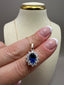 9ct Yellow Gold Cluster Pendant with Lab-Grown Diamonds & Oval Blue Sapphire | 2.28ct Total
