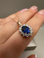 9ct Yellow Gold Cluster Pendant with Lab-Grown Diamonds & Oval Blue Sapphire | 2.28ct Total