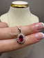 9ct Yellow Gold Cluster Pendant with Lab-Grown Diamonds & Oval Ruby | 1.98ct Total