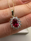 9ct Yellow Gold Cluster Pendant with Lab-Grown Diamonds & Oval Ruby | 1.98ct Total