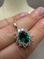 9ct Yellow Gold Cluster Pendant with Lab-Grown Diamonds & Oval Emerald | 2.33ct Total