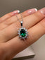 9ct White Gold Cluster Pendant with Lab-Grown Diamonds & Oval Emerald | 1.64ct Total