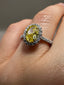 Platinum Gold Oval Yellow Diamond Halo Ring – 1.27ct Lab-Grown Diamonds