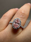 Platinum Oval Pink Diamond Halo Ring – 1.32ct Lab-Grown Diamonds | Elegant Halo Design