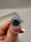 Platinum Lab-Grown Round Blue Diamond Halo Ring – 1.23ct | Sustainable Fine Jewellery