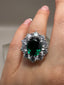 18ct White Gold Luxury Lab-Grown Emerald & Diamond Cluster Jewellery | 7.58ct Green Emerald & Diamonds