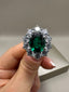 18ct White Gold Luxury Lab-Grown Emerald & Diamond Cluster Jewellery | 7.58ct Green Emerald & Diamonds