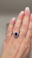 9ct White Gold Lab-Grown Diamond and Blue Sapphire Cluster Ring | 2.23ct Oval Blue Sapphire