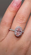 Platinum Oval Pink Diamond Halo Ring – 1.32ct Lab-Grown Diamonds | Elegant Halo Design