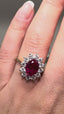 9ct Yellow Gold Lab-Grown Diamond and Ruby Cluster Ring | 2.23ct Oval Ruby Centre