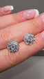 9ct White Gold Daisy Cluster Stud Earrings | 1.01ct Lab-Grown Diamonds, Filigree Finish