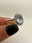 9Ct White Gold Cluster Oval Aquamarines And Diamonds Ring 0.91Ct Gg35